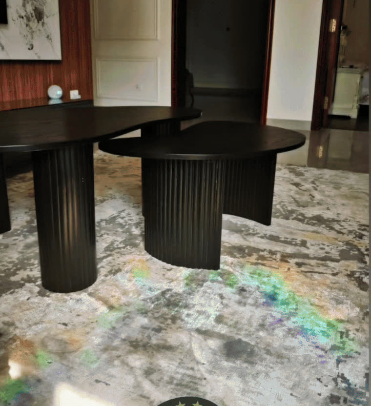 Customer photo: a rainbow across a rug